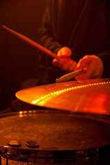 Drums in concert - on stage - in LED lights