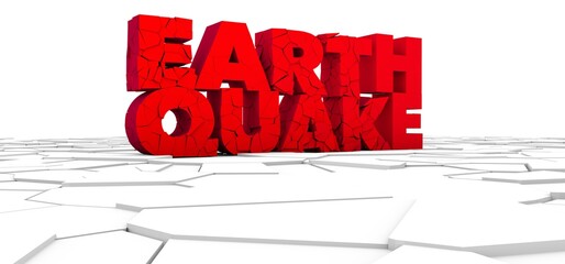 3D Rendered Broken Earthquake Typography illustration  