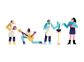 four women different professions characters