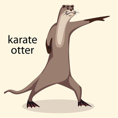 Otter karate illustration cartoon character cute
