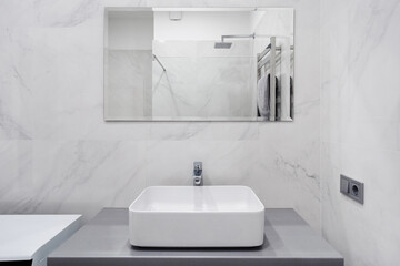 Bright and new bathroom with modern interior design