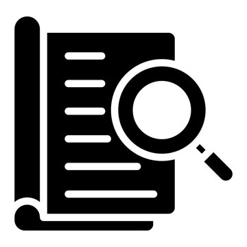 Book under magnifying glass, book analysis icon