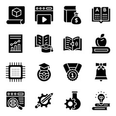 Pack of Education and Study Solid Icons 