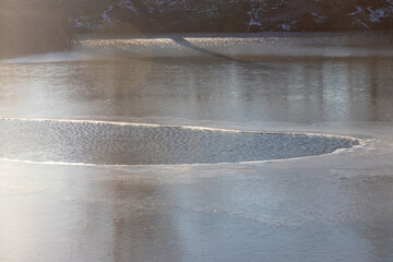 Ice melts on the river
