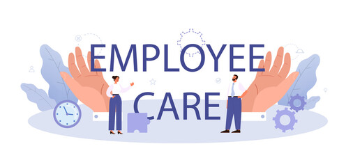 Employees care typographic header. Trade union idea. Employees wellbeing