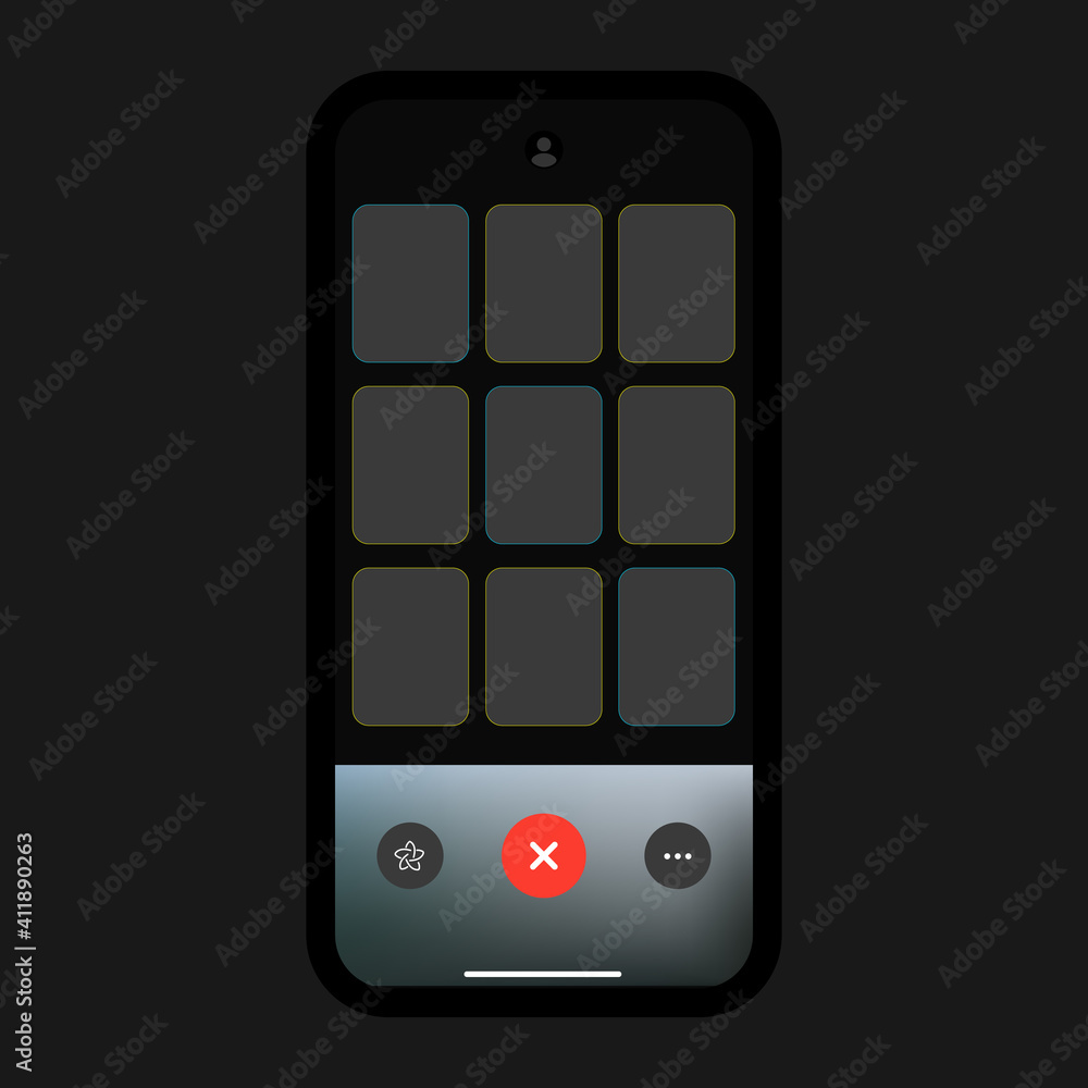Poster group of people video call mobile interface concept. vector illustration camera ui template. vector 