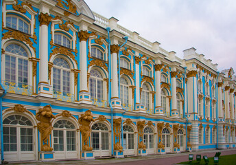 The Catherine Palace is a Rococo palace in Tsarskoye Selo, Russia.