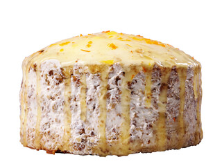 side view of orange cake isolated