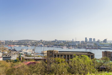 golden horn bay and cityscape of Vladivostok in daylight