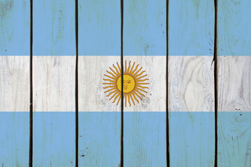 argentina national flag on wooden texture