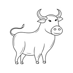 Simple Bull Thin line vector illustration. isolated with hand drawn style