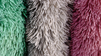 Close-up view of fluffy pillow. Cozy background texture.