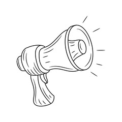 Megaphone Thin line vector illustration. isolated with hand drawn style 