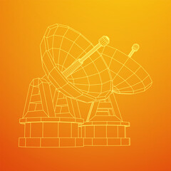 Radar. Directional radio antenna with satellite dish