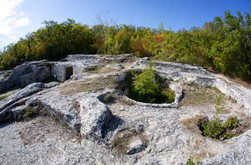 Fototapeta na wymiar Medieval, cave city of Eski-Kermen in Crimea