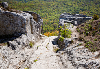 Medieval, cave city of Eski-Kermen in Crimea