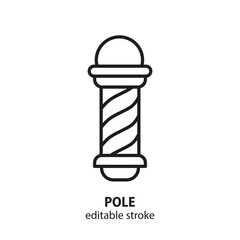 Barber pole line icon. Hairdressing salon concept design. Editable stroke. Vector illustration.