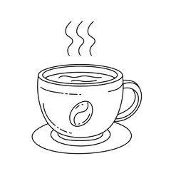 Cup of coffee Thin line vector illustration. isolated with hand drawn style 