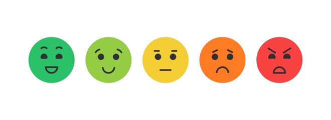 Consumer appraisal - emoji icons colored set. Reaction scale. Vector illustration