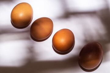 eggs on a white table in the kitchen