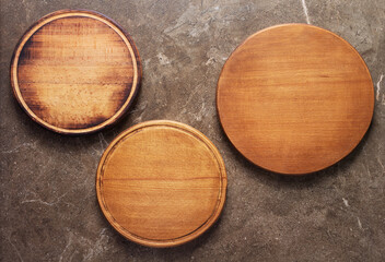 Pizza or bread cutting board for homemade baking on table. Food recipe concept