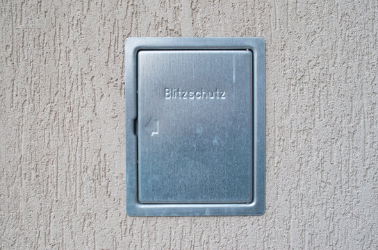 New gray revision metal door for external lightning protection