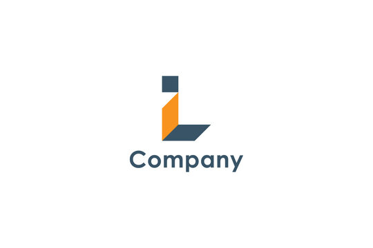 Initial Letter I and L Linked Logo. Gray and Yellow Geometric Arrow Shape Origami Style isolated on White Background. Usable for Business and Branding Logos. Flat Vector Logo Design Template Element.