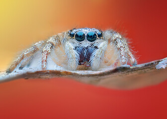 Salticus scenicus jumping spider macro