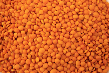 Red lentils. Place for text.