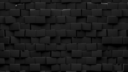 Random shifted  black cube boxes block background wallpaper