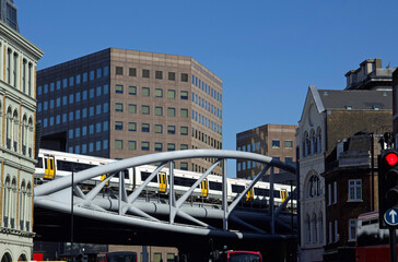 Obraz premium London Overground in The London Borough of Southwark, South London.