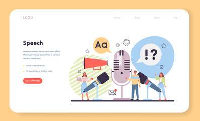 Storytelling web banner or landing page. Professional speechwriter