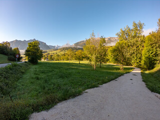 The Naranjo de Bulnes, known as Picu Urriellu, from Pozo de la Oracion viewpoint (mirador) at Arenas de Cabrales, Picos de Europa National Park in Asturias, Spain.