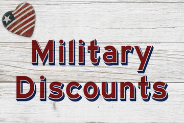 Military Discount message with an old heart American flag