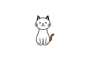 正面を向いて座る猫のイラスト（カラー1）