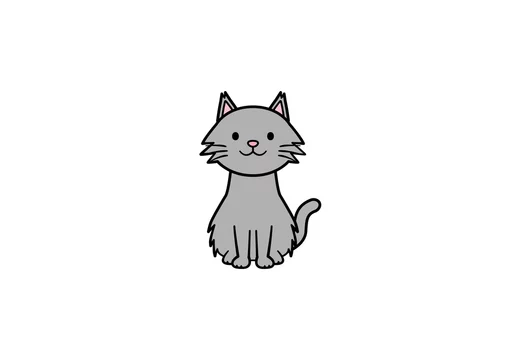 正面を向いて座る長毛種猫のイラスト カラー1 Stock Vector Adobe Stock