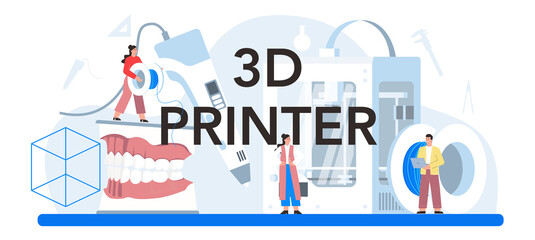 Fototapeta na wymiar 3D printer typographic header. Digital drawing with electronic tools