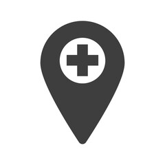 Hospital icon, black isolated icon with medical cross, vector illustration.