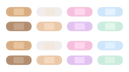 Fototapeta premium かわいい絆創膏のイラスト素材セット