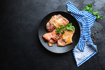 fresh chicken meat pieces raw rooster or goose farm duck on the table healthy meal snack top view copy space food background image rustic
