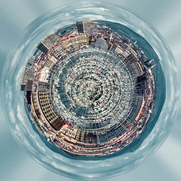 Little Planet Format Of City And Sky