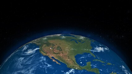 Earth Day , north america seen from space 3d illustration