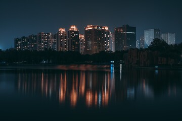 Fototapeta na wymiar country skyline at night