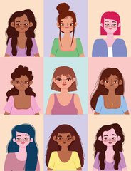 diversity women different nationalities and cultures, diverse avatars