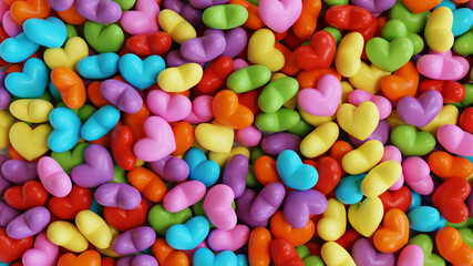 Fototapeta na wymiar colorful 3d candy hearts background