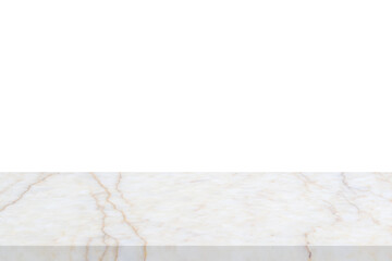white marble stone table top isolated on white background for product display