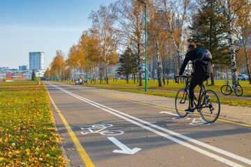 Cyclist on a bike path