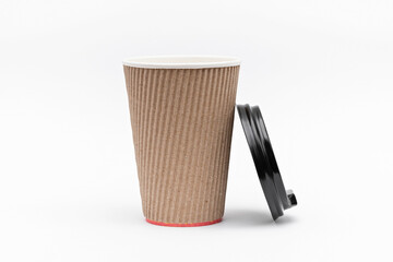 one cardboard cup on a white background