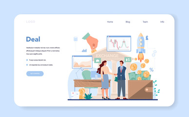 Trader, financial investment web banner or landing page. Stock