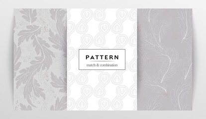 Elegant floral seamless pattern set.
